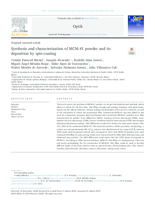 (PDF) Synthesis and characterization of MCM-41 powder and its ...
