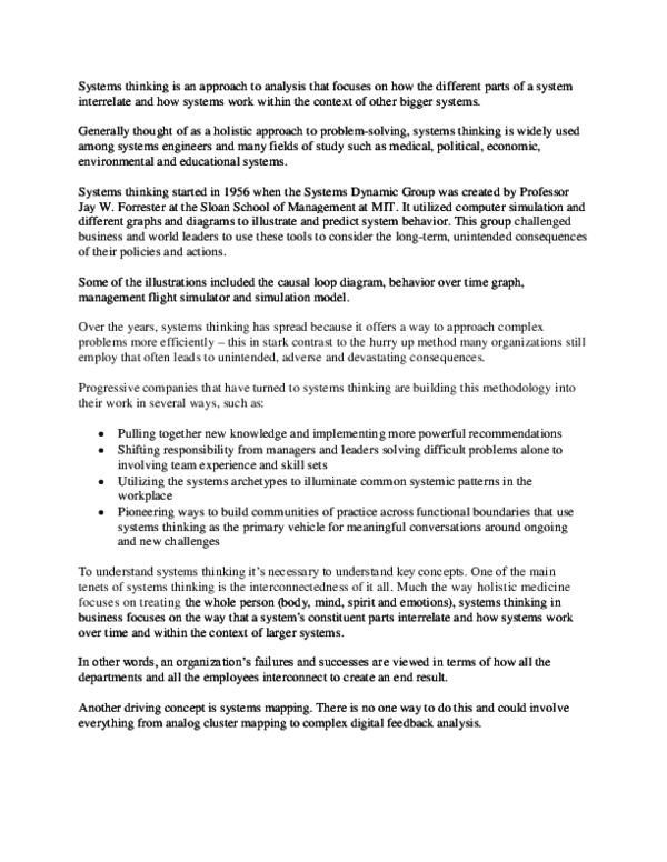 (DOC) Systems Thinking Training Education: Experiencing Interconnectivity