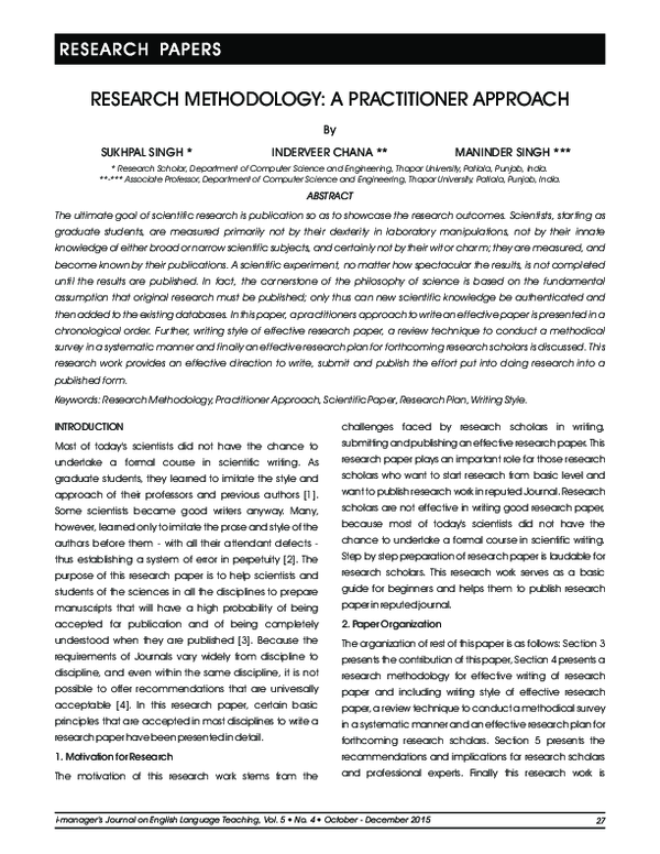 (PDF) Research Methodology: A Practitioner Approach