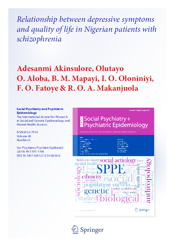 (PDF) Relationship between depressive symptoms and quality of life in ...