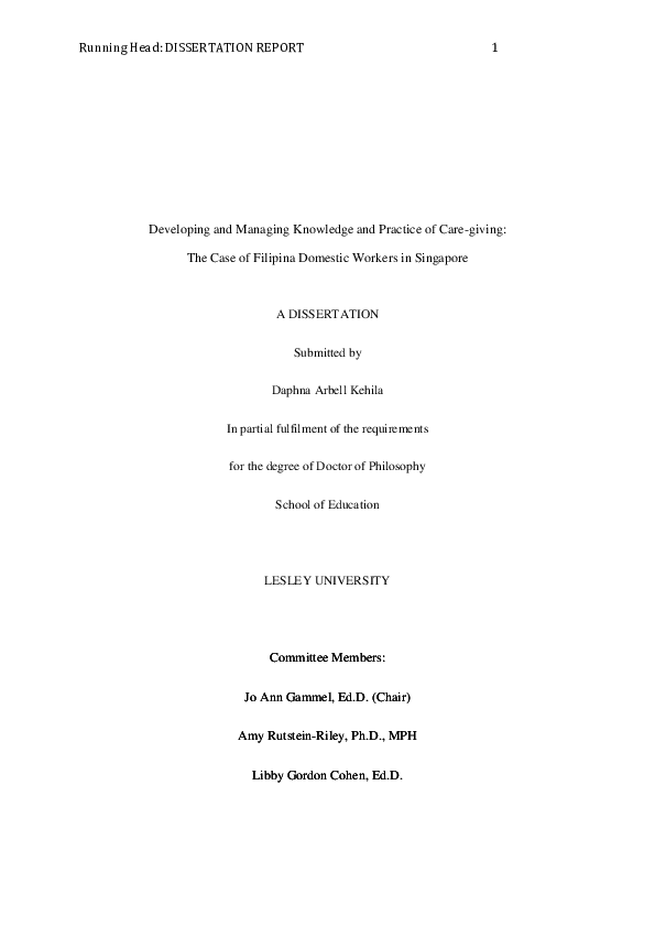 Pdf Developing And Managing Knowledge And Practice Of Care Giving The Case Of Filipina Domestic Workers In Singapore Daphna Arbell Kehila Academia Edu
