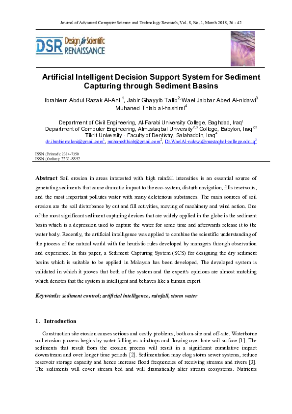 (PDF) Artificial Intelligent Decision Support System for Sediment ...
