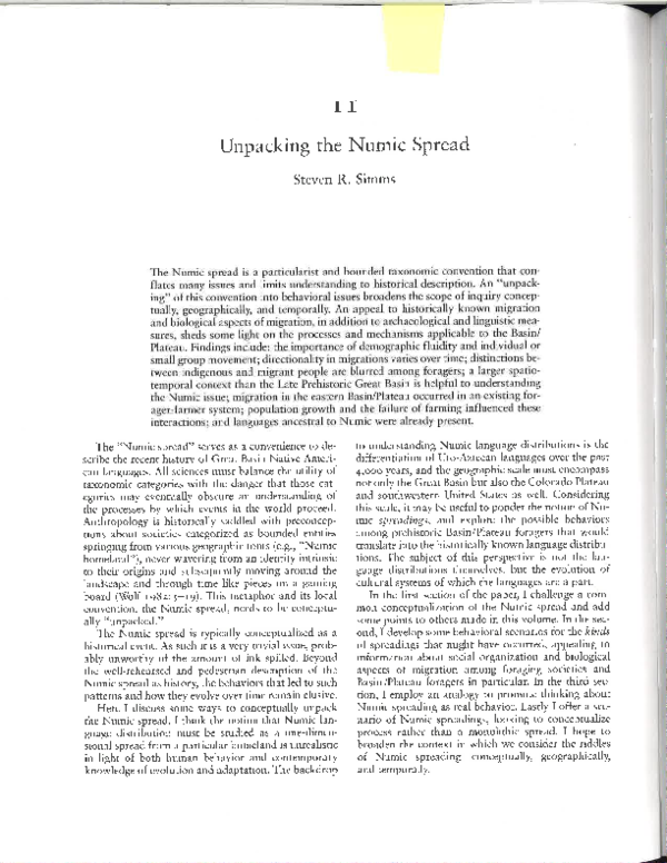 (PDF) Unpacking the Numic Spread