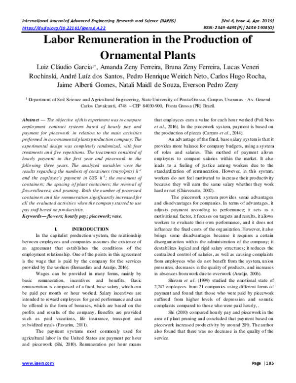 (PDF) Labor Remuneration in the Production of Ornamental Plants ...