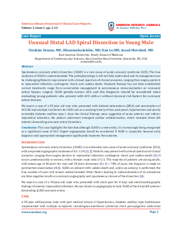 (PDF) Unusual Distal LAD Spiral Dissection in Young Male
