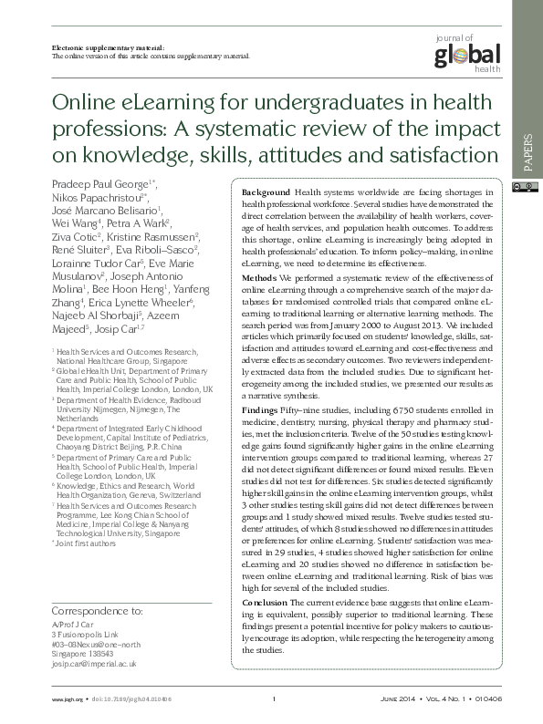 (PDF) Online eLearning for undergraduates in health professions: A ...