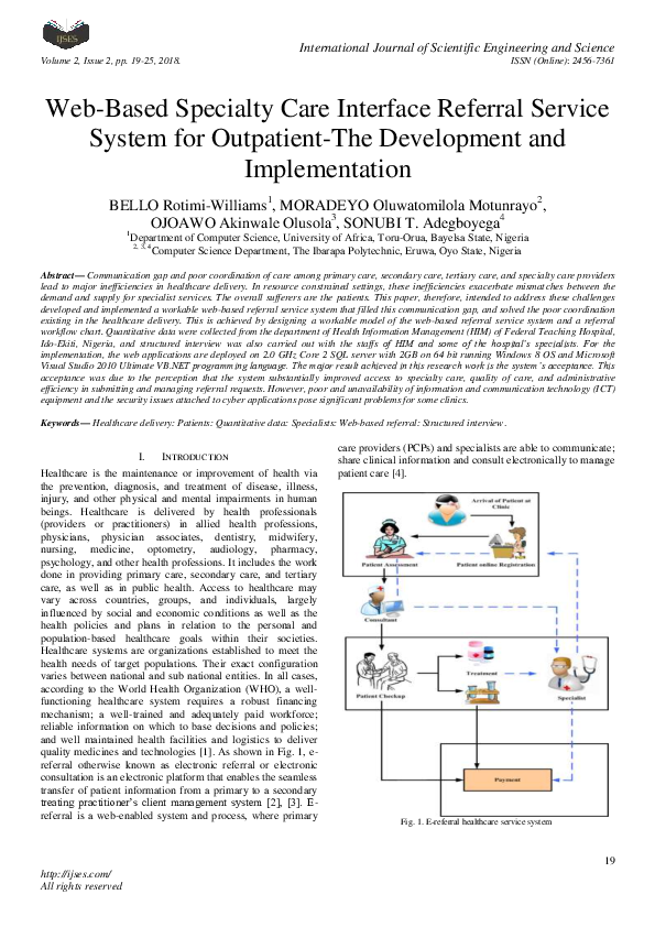 (PDF) Web-Based Specialty Care Interface Referral Service System for ...
