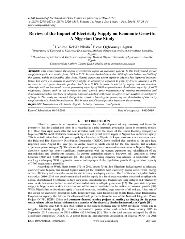 (PDF) Review of the Impact of Electricity Supply on Economic Growth: A ...