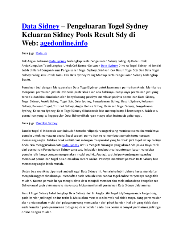 Doc Data Sydney Prediksi Togel Academia Edu