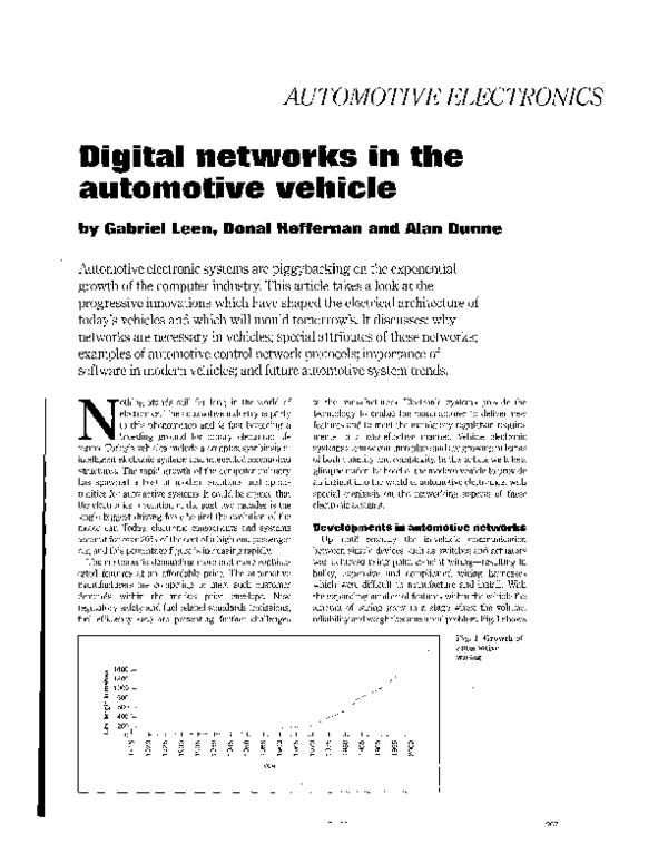 (PDF) Digital networks in the automotive vehicle