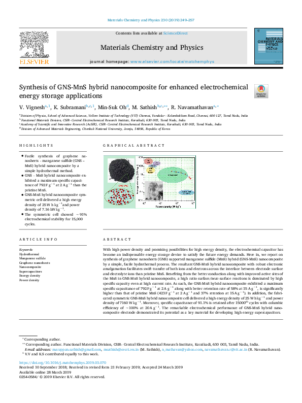 (PDF) Synthesis of GNS-MnS hybrid nanocomposite for enhanced ...