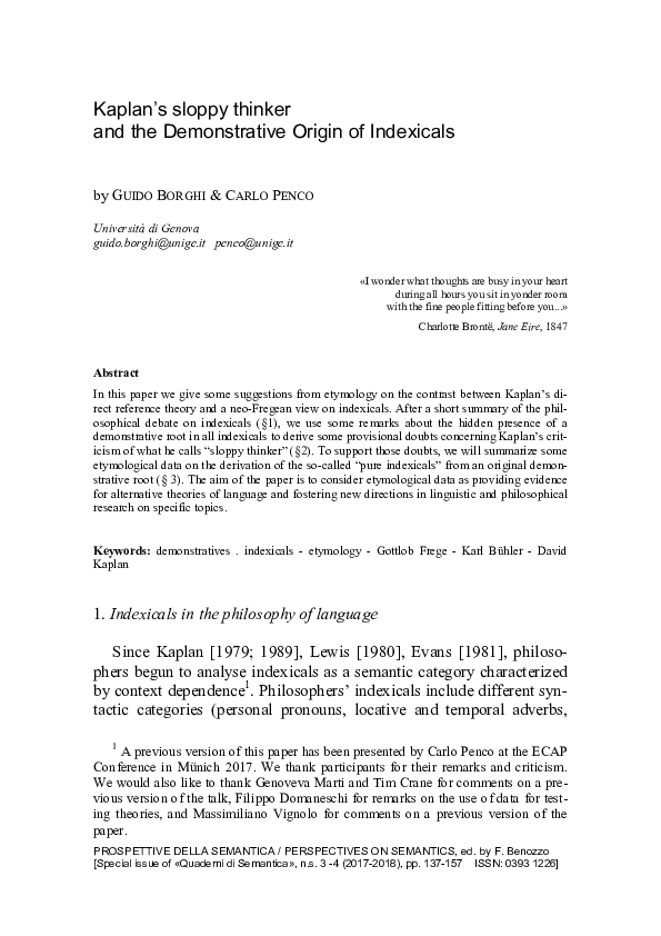 (PDF) Kaplan’s Sloppy Thinker and the Demonstrative Origin of