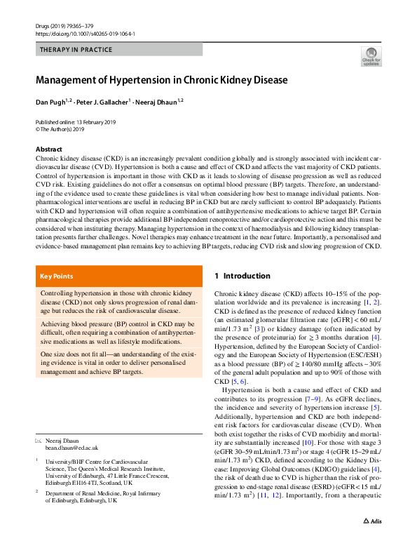 (PDF) Management of Hypertension in Chronic Kidney Disease