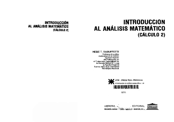 (PDF) Introduccion al Análisis matematico cálculo 2 - Rabuffeti