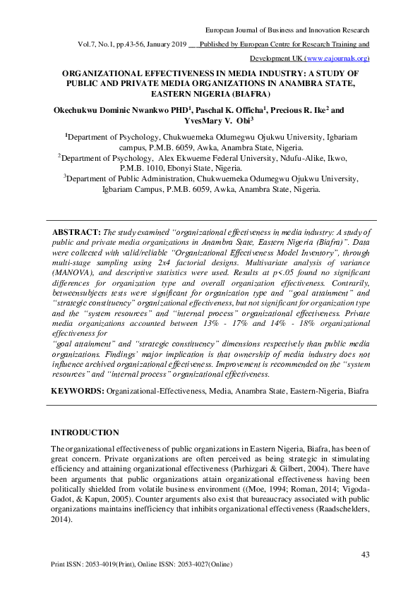 (PDF) TRAINING AND EFFICIENCY A QUANTITATIVE SURVEY OF ADMINISTRATIVE