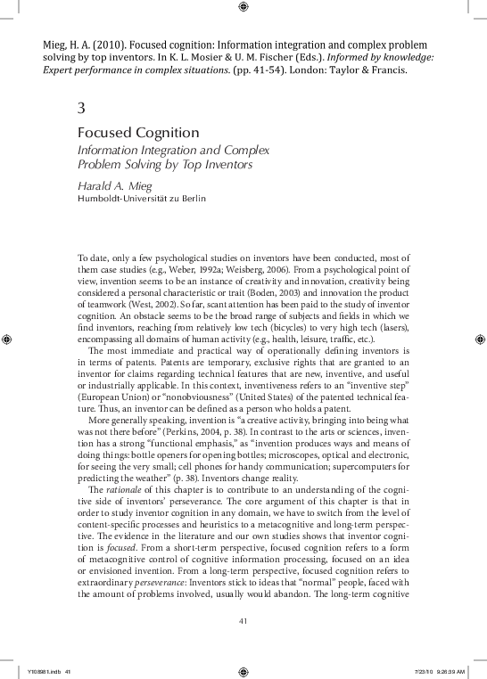 (PDF) Focused Cognition: Information Integration and Complex Problem ...