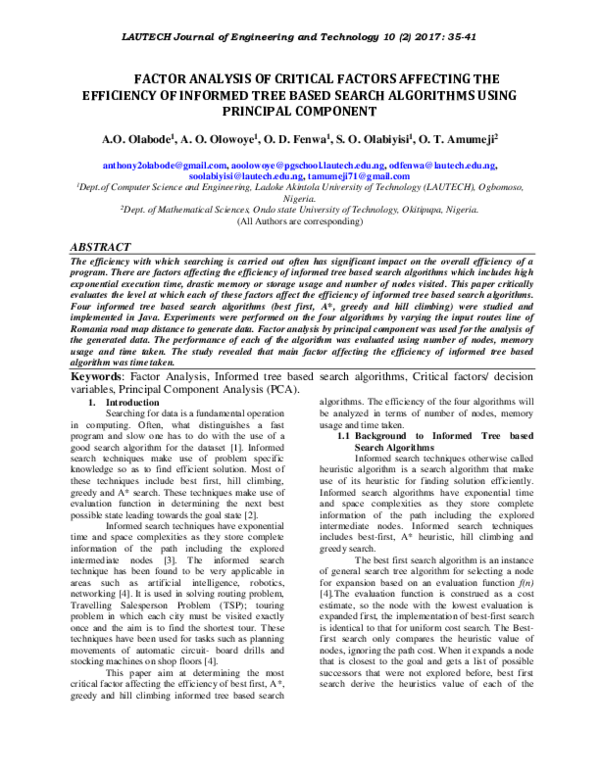 (DOC) FACTOR ANALYSIS OF CRITICAL FACTORS AFFECTING THE EFFICIENCY OF ...