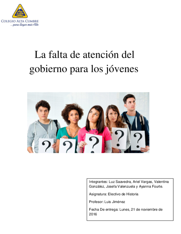 (DOC) La falta de atención del gobierno para los jóvenes Valentina