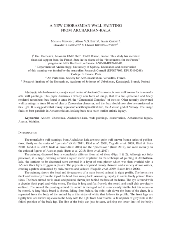 (PDF) A New Chorasmian Wall Painting from Akchakhan-kala [abstract]