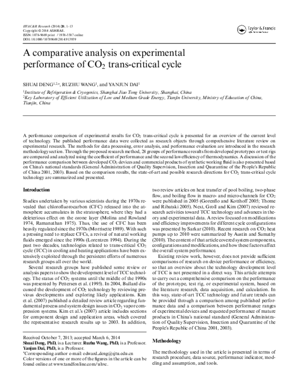 (PDF) A comparative analysis on experimental performance of CO 2 trans ...