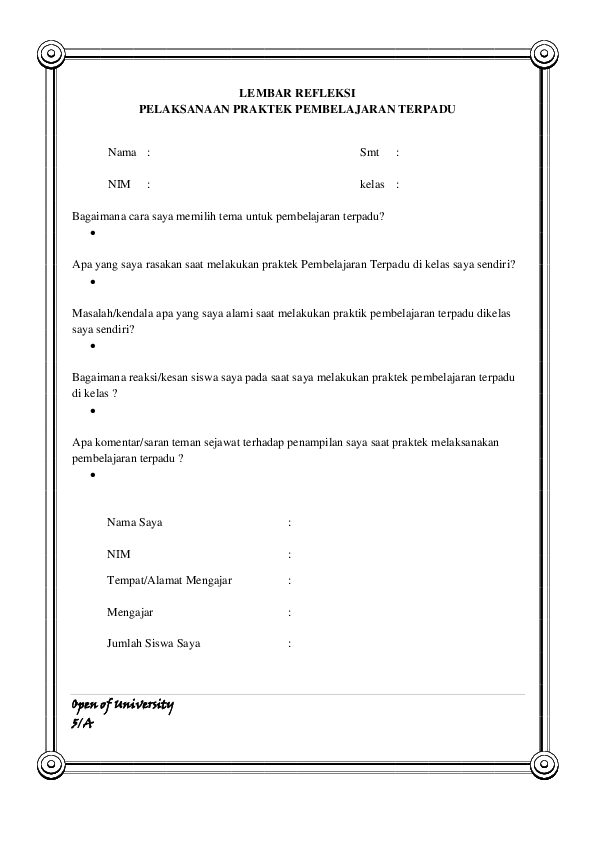 Doc Lembar Refleksi Sdn Sidamukti 2 Academia Edu