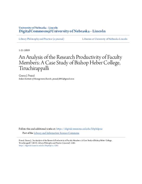 (PDF) An Analysis of the Research Productivity of Faculty Members: A ...