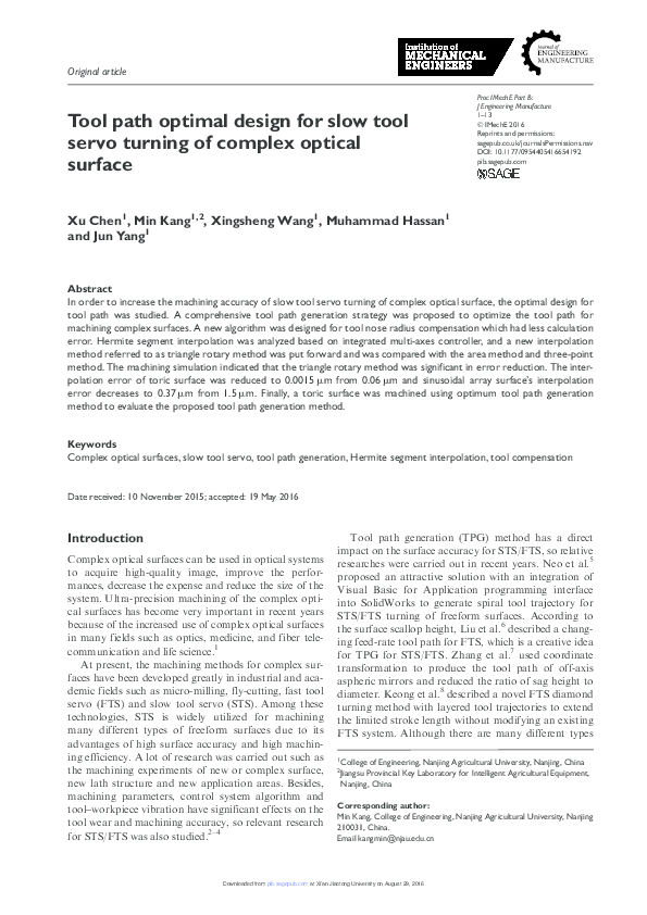 (PDF) Tool path optimal design for slow tool servo turning of complex ...