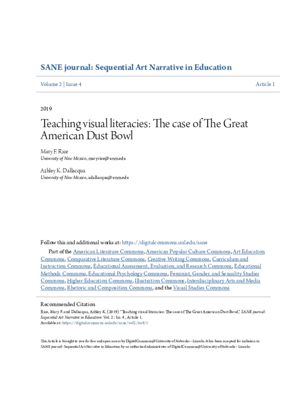 (PDF) Teaching visual literacies The case of The Great American Dust