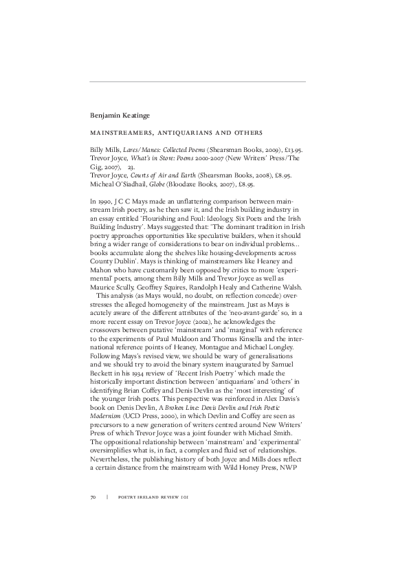 (PDF) Mainstreamers, Antiquarians and Others