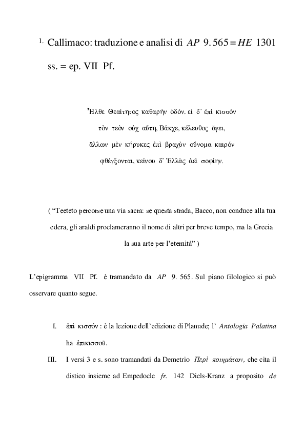 Doc L Epigramma Vii Di Callimaco Una Nuova Poetica Per Pochi Eletti Antonino La Mattina Academia Edu