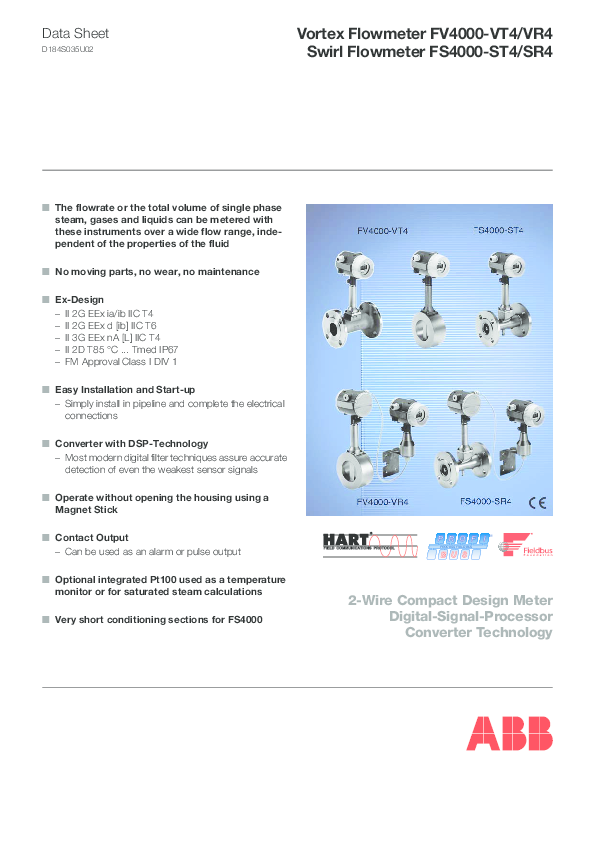 (PDF) P R O F I B U S PROCESS FIELD BUS ® Data Sheet Vortex Flowmeter ...