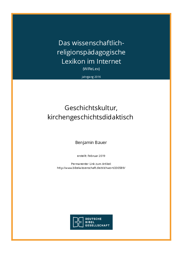 (PDF) Benjamin Bauer (2019): Geschichtskultur ...