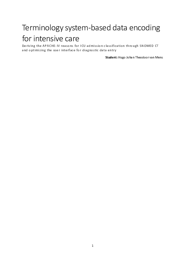 (PDF) Terminology system-based data encoding for intensive care ...