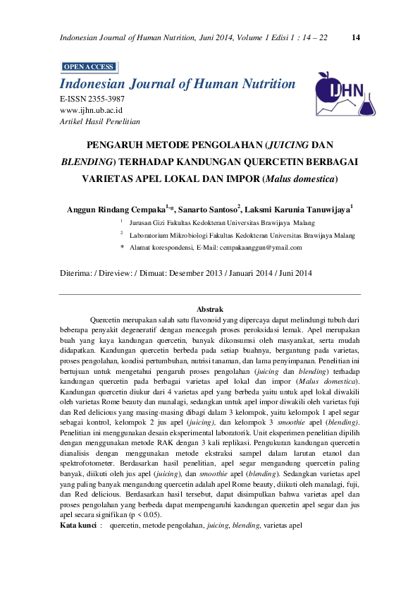 (PDF) Indonesian Journal of Human Nutrition PENGARUH METODE PENGOLAHAN ...