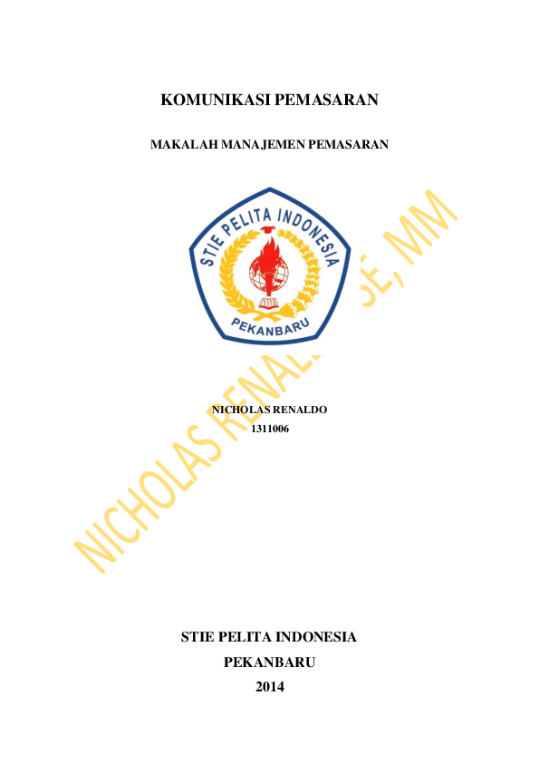 Pdf Komunikasi Pemasaran Nicholas Renaldo Academia Edu