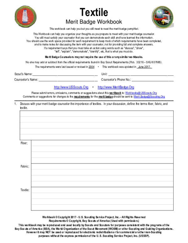 (PDF) Textile Merit Badge Workbook Peyton Lamb Academia.edu