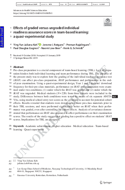 (PDF) Effects of graded versus ungraded individual readiness assurance ...