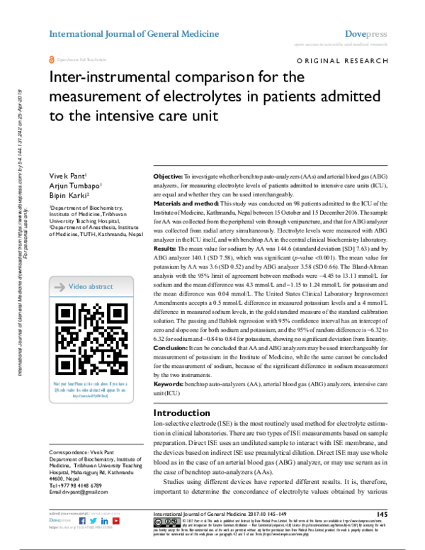 (PDF) Inter-instrumental comparison for the measurement of electrolytes ...