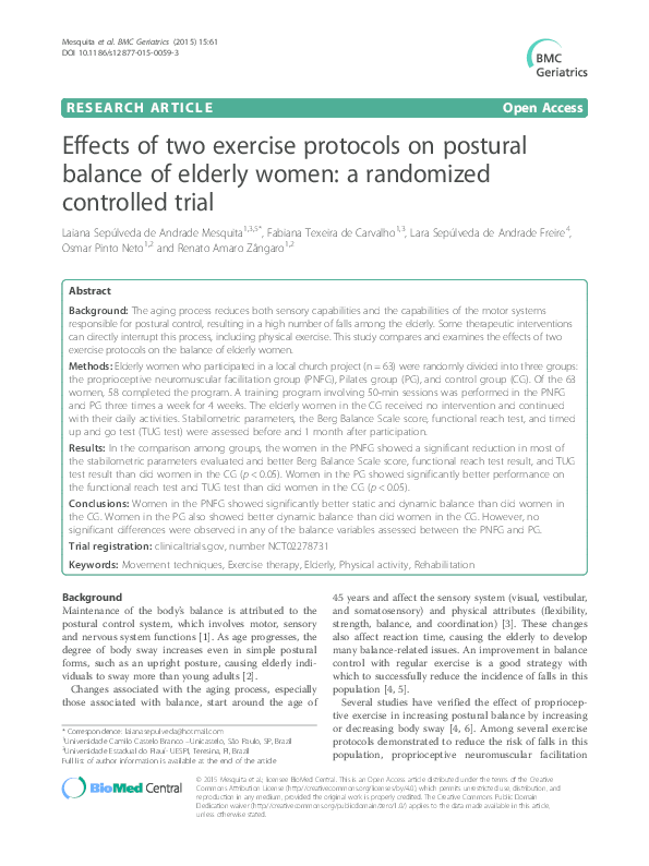 (PDF) Effects of two exercise protocols on postural balance of elderly ...