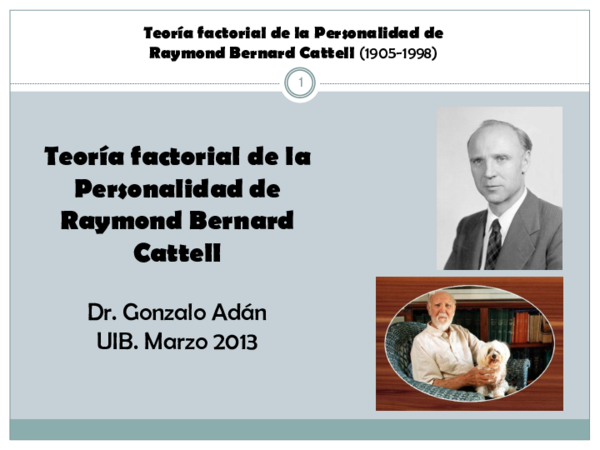 (PDF) Teoría factorial de la Personalidad de Raymond Bernard Cattell