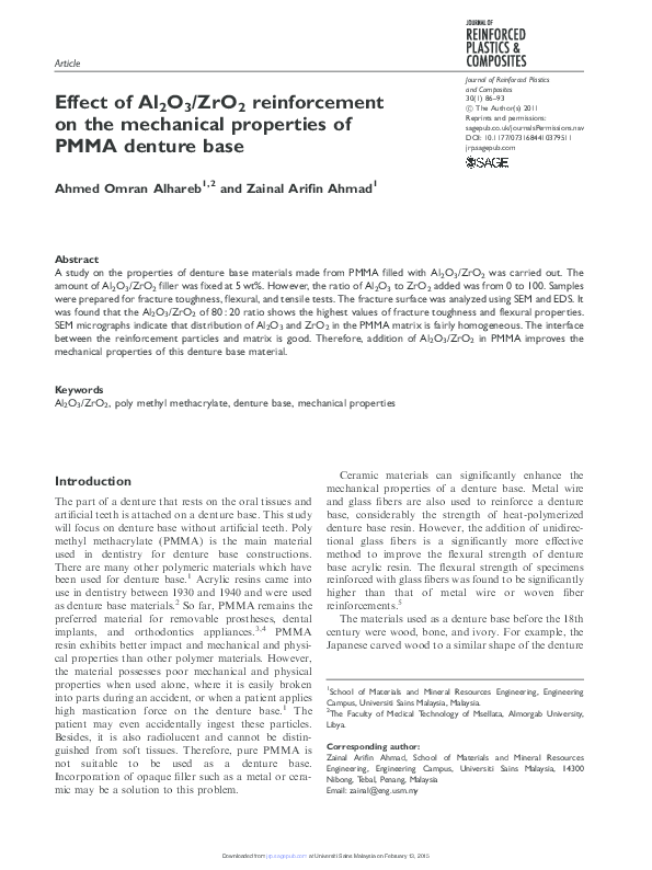(PDF) Effect of Al 2 O 3 /ZrO 2 reinforcement on the mechanical ...