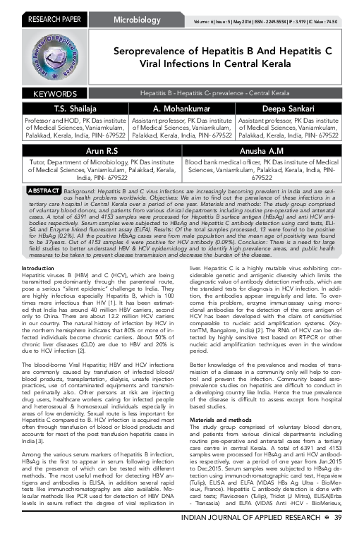 (PDF) Seroprevalence of Hepatitis B and Hepatitis C viral infections in ...