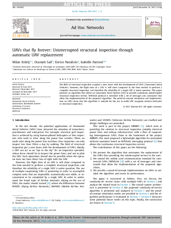(PDF) UAVs that fly forever: Uninterrupted structural inspection ...