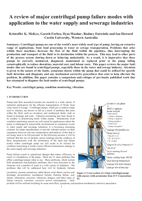 (PDF) A review of major centrifugal pump failure modes with application