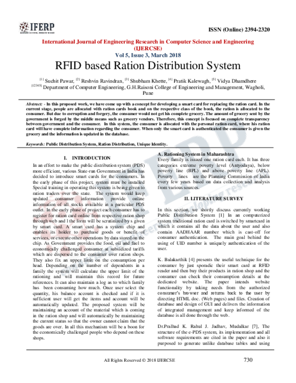 (PDF) RFID based Ration Distribution System Sheshant Saurabh
