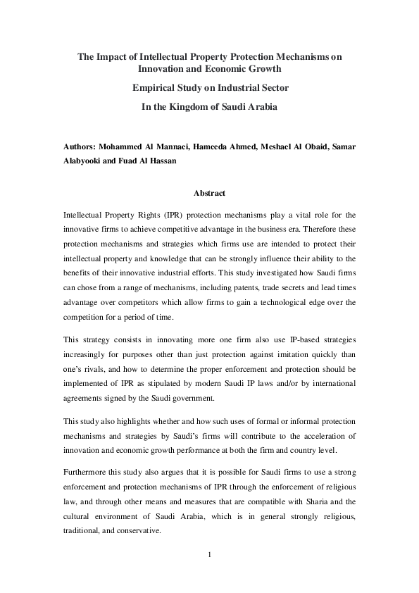 (DOC) The Impact of Intellectual Property Protection Mechanisms on ...