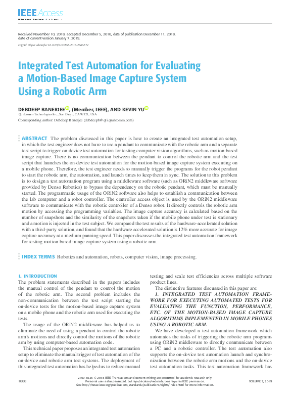 (PDF) Integrated Test Automation for Evaluating a Motion-Based Image ...