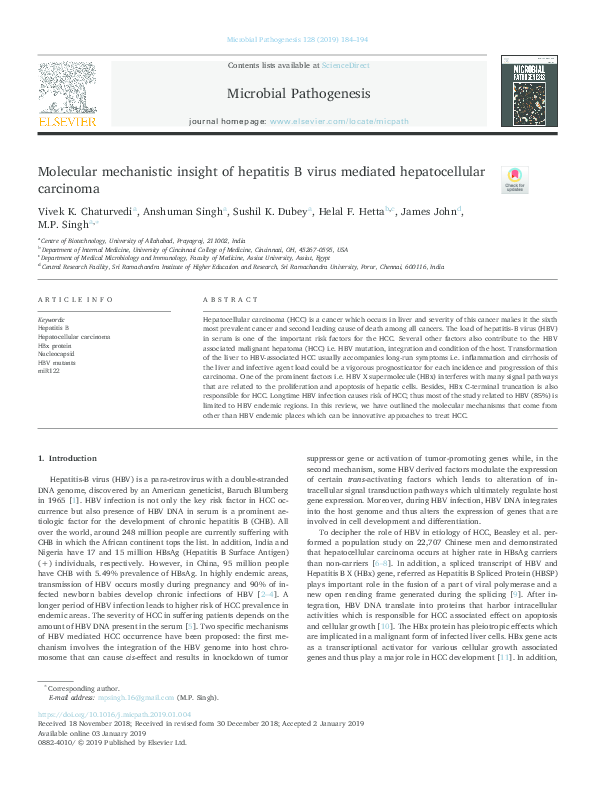 (PDF) Molecular mechanistic insight of hepatitis B virus mediated ...