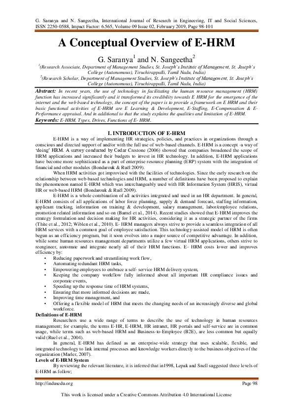 (PDF) A Conceptual Overview of E-HRM