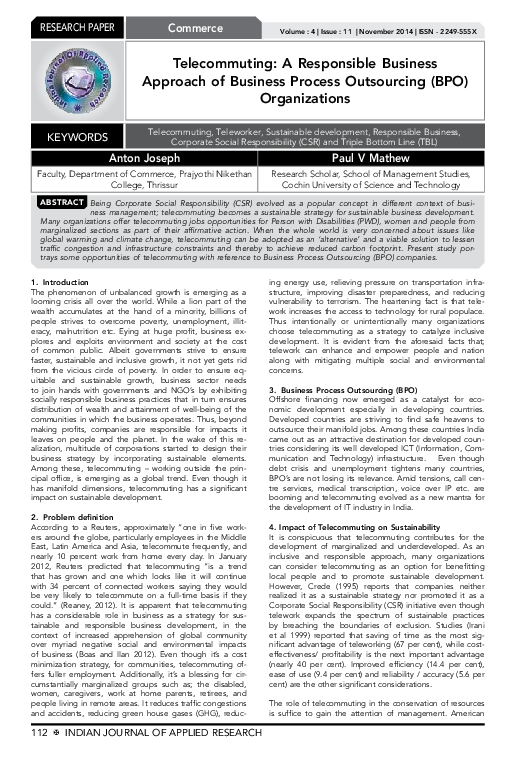 (PDF) Telecommuting: A Responsible Business Approach of Business ...